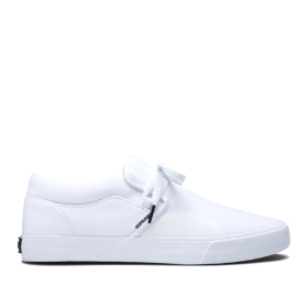 Supra Mens CUBA White Low Top Shoes | CA-37694